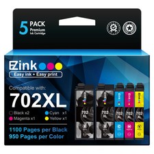 E Z Ink 702XL Ink Cartridges Combo Pack for Epson Printers 5 Pack picture