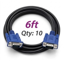 10 PACK 6FT VGA Cable Mail to Male 15-Pin SVGA Monitor Video Cord Bulk New picture