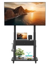 Rolling TV Stand 75 Inch 220lb Adjustable Mobile Cart Black ZLG-1700CTB Led picture