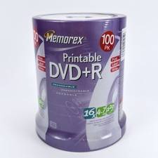 Memorex Printable DVD+R 100 Pack 16X 4.7GB 120 Minute Discs Brand NEW Sealed  picture