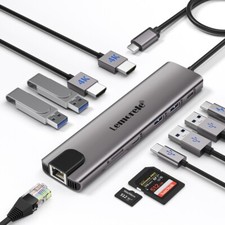 Lemorele Adapter Hub Usb-c A Hdmi 4k+usb 3.0+rj45+pd100w，Suitable for laptop /PC picture