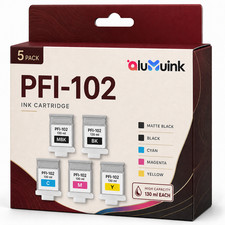 PFI-102  Ink Tank 5-Pack (MBK/BK/C/M/Y) for IPF500 IPF600 IPF605 IPF700 IPF710 picture