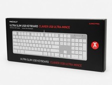 Macally Ultra Slim Full Size USB Wired Keyboard for Mac - silver/white - NEW picture