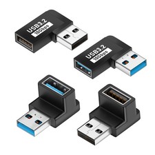 UCEC 90 Degree USB Adapter 3.2 10Gbps, Angle A male to A female, Black picture