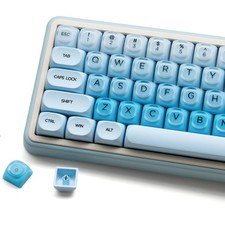 132 PCS Blue Creamy Cute Jelly PBT Custom Keycaps MOA Profile Fits 61100 picture