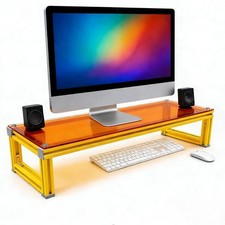 Ergonomic Monitor Stand Riser - Heavy-Duty Acrylic & Aluminum, 23.6