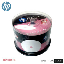 50 HP DVD DVD+R DL 8x Dual Double Layer White Inkjet 8.5GB 240Min Same day Ship picture
