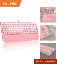 104-Key LED Backlit Retro Pink Mechanical Keyboard with Magnetic Wrist Rest picture
