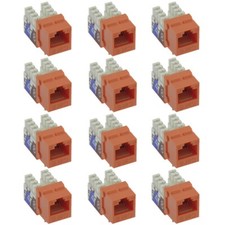 12Pcs Cat6 RJ45 Network LAN Ethernet Keystone Jack 110 Punch Down Snap-In Orange picture