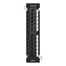 Cat6 Mini Vertical Patch Panel 10Gbps Network Wall Mount 89D Bracket 12 Port picture