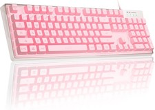 MageGee Gaming Keyboard, 7 Solid Colors Backlit Wired Keyboard Pink  picture