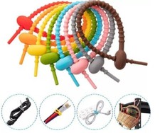 24Pc Reusable Silicone Cable Ties Rubber Twist Ties for Wires Cords USB Charger picture
