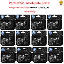 12 Pack HP 67 Black Original Ink Cartridge, ~120 pages, 3YM56AN-LIMITED OFFER picture