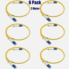 6 Pack 2 Meter LC UPC to LC UPC Duplex 9/125 Single Mode Fiber Optic Patch Cable picture