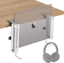 No Drill Adjustable Desk Side Laptop Mount Headphone Hook (White) picture