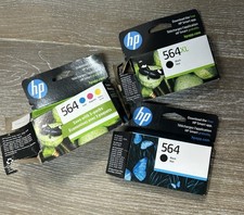3 pc Genuine HP 564XL 564 Black Cyan Magenta Ink Cartridge Open Box Just Expired picture