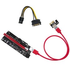VER009S PCIE Riser Express Cable 1X to 16X (Dual-6pin / Molex Power) W LED picture