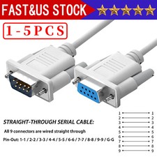 DB9 RS232 Male to Female Serial Port Extension Cable Cord3ft/5ft/10ft/16.4ft Lot picture