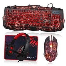 Gaming Keyboard Mouse Headset Combo,USB Wired Crack Backlit Keyboard,114 Keys picture