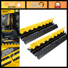 2 Channel Rubber Cable Ramp Protector - 22000 LBS Load Capacity, Speed Bump, 2 P picture