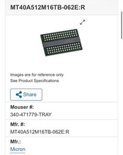 Micron x20 MT40A512M16TB-062E:R 8Gb DDR4 SDRAM Memory IC FBGA New Open Box picture