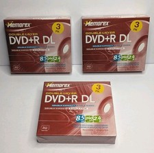 Lot of 3 Memorex Double Layer DVD+R DL 3 Pack Single Sided 240 min 8.5GB picture