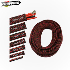 30ft PET Expandable Sleeving Wire Cable Sleeve 1/2, RedBlack picture