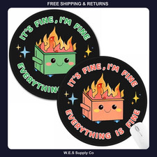2Pcs Round Mouse Pad Dumpster on Fire Design Funny Desk Accessory 8.6 Inch picture