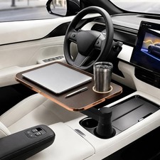 360° Rotating Car Desk Tray for Laptop and Food, Premium Leather Car Table with picture
