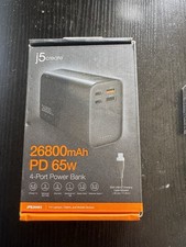 j5Create - 26800mAh PD 65W 4-Port Power Bank - JPB26465 - Black - NEW & SEALED picture