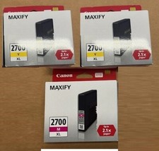 Set 3 Genuine Sealed Canon 2700XL Inkjet Cartridges Magenta and Yellow 2020 picture