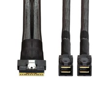 1.64FT SlimSAS to Mini SAS HD Cable,SFF-8654 8i 1 to 2 SFF-8643 4i Cable for ... picture