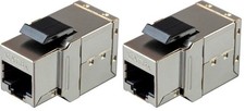 CAT6A Shielded Keystone In-Line Coupler RJ45 Female Network Ethernet 2-Pack picture