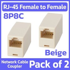 2 Pack RJ45 Inline Coupler Cat5e Cat6 Ethernet Network Cable Extender Connector picture