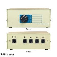 Kentek RJ11 4 Way Data Transfer Switch Box Telephone Jack 11P Female ABCD Phone picture