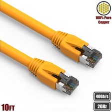 10FT Cat8 RJ45 Network LAN Ethernet S/FTP Cable Copper Wire 2GHz 40Gbps Yellow picture
