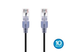 SlimRun Cat6A Ethernet Patch Cable Network RJ45 Stranded UTP 30AWG 3ft Black 5pk picture