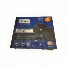 Ativa Blank Black on Black 2 sides CD-R Blank Discs 5 Pack 700MB 80 Min New W6 picture