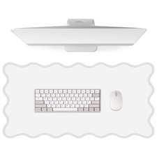Leather Desk Mat, XXL Large 31.4x15.7in Scalloped Gaming Mouse pad，Non-Slip R... picture