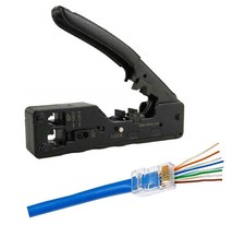 RJ11 RJ12 Pass Through RJ45 Network Cable Cutter All-in-One Crimp Tool Crimper picture