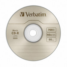 VERBATIM Music CD-R 700MB 40X Branded Logo Audio Blank Disc 10 Pack in Sleeves picture