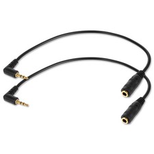 2 Pcs 2.5mm Male to 3.5mm Female Adapter Gold Plated 6 inch, Black picture