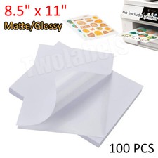 100PCS Sticker Paper Glossy Matte Clear Waterproof Printable Inkjet Laser picture