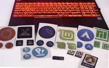 Linux Stickers Emblems Badge Logo Linux Decal Distro Mirrored Finish 3 Pack picture