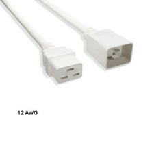 10PCS White 3ft 12AWG Color Power Cable IEC60320 C19 to IEC60320 C20 20A/250V picture