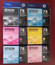 2016 NIB Set 6 Genuine Epson 78 Ink T0781 and T0782 T0783 T0784 T0785 T0786 picture