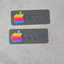 2 Vintage Apple Computer Plastic Computer Badge Plate - Original - 1” x 2-3/8” picture