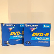 2 Set of Fujifilm DVD-R 4.7GB 120 min 4x Recordable Discs (5 Pack) Rare New picture