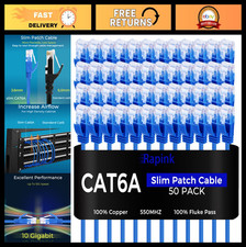 50 Pack Cat6a Ethernet Patch Cables 0.5ft - Slim, Snagless, 10G Support, Gold Pl picture