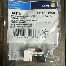 Leviton 41108-RW3 Cat3 Snap-In Jack, San 302, White picture